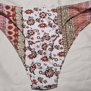 Zaful White and Brown Patchwork Bikini